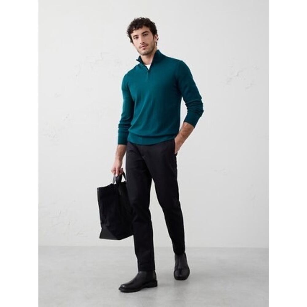 NWT Banana Republic 100% Merino Wool Quarter-Zip Sweater Teal Green Men’s Small
